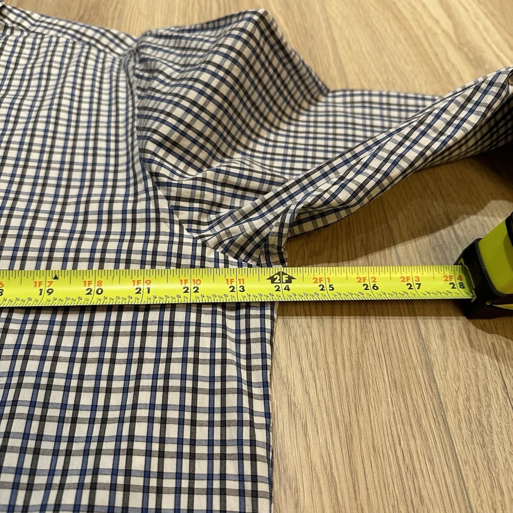 ISAIA Plaid Long Sleeve Button Up Shirt Blue Check Plaid 17 43‎ Made in Italy - Picture 5 of 8